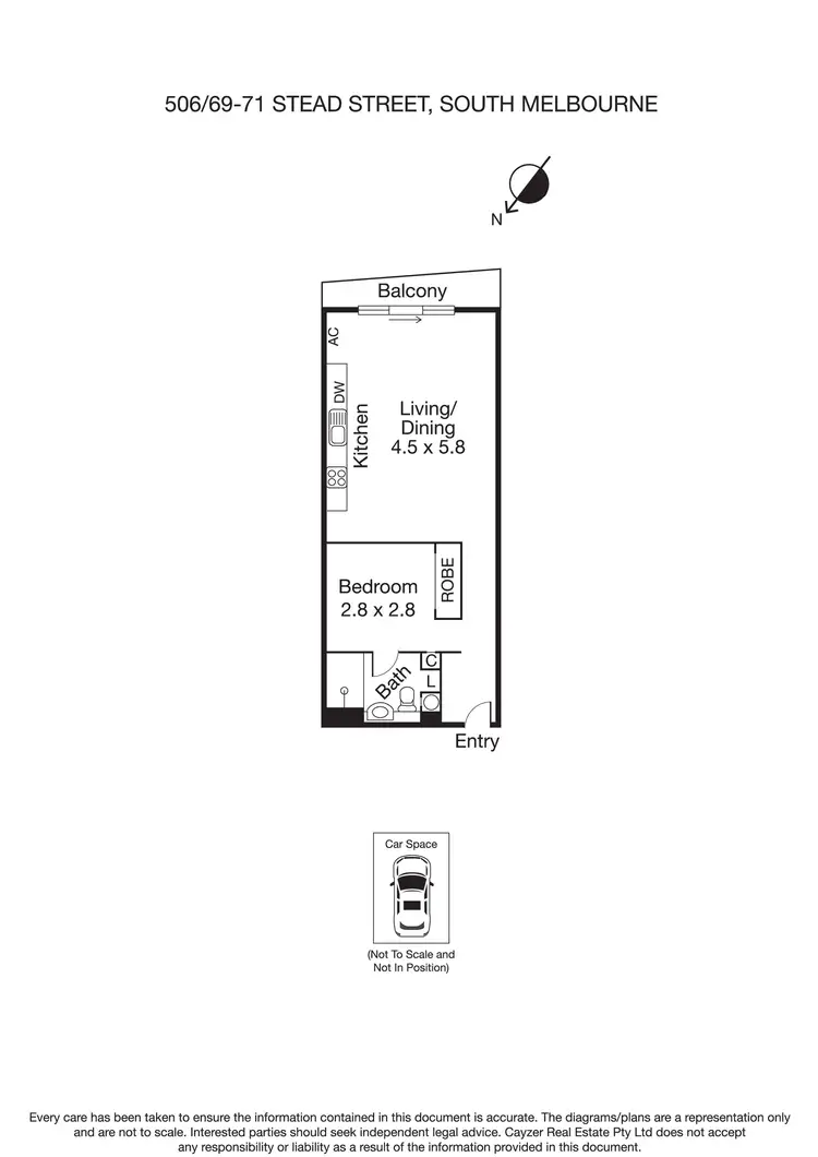 Floorplan of Homely apartment listing, 506/67-71 Stead Street, South Melbourne VIC 3205