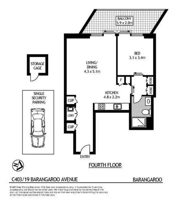 Floorplan of Homely unit listing, 403/19 Barangaroo Avenue, Barangaroo NSW 2000