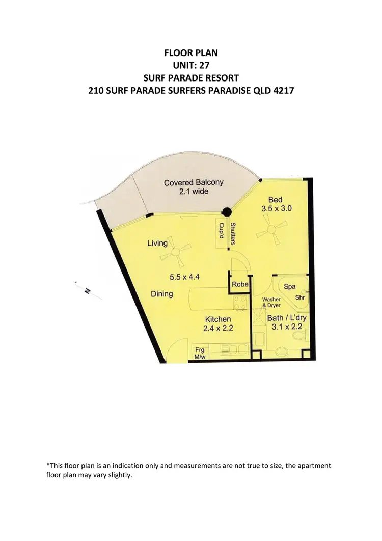 Floorplan of Homely apartment listing, 27/210 Surf Parade, Surfers Paradise QLD 4217