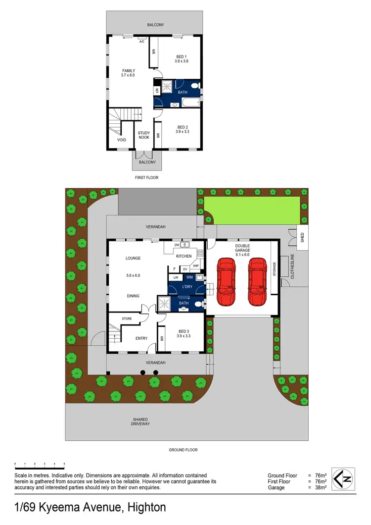 Floorplan of Homely townhouse listing, 1/69 Kyeema Avenue, Highton VIC 3216