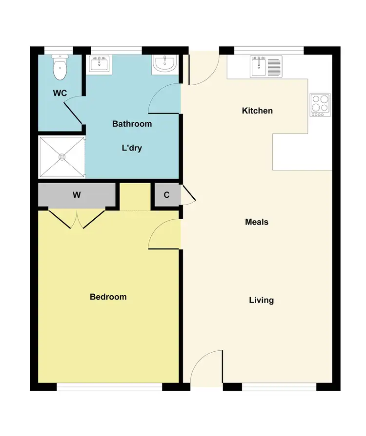 Floorplan of Homely block of units listing, 1-4/1 Evelyn Street, Wendouree VIC 3355