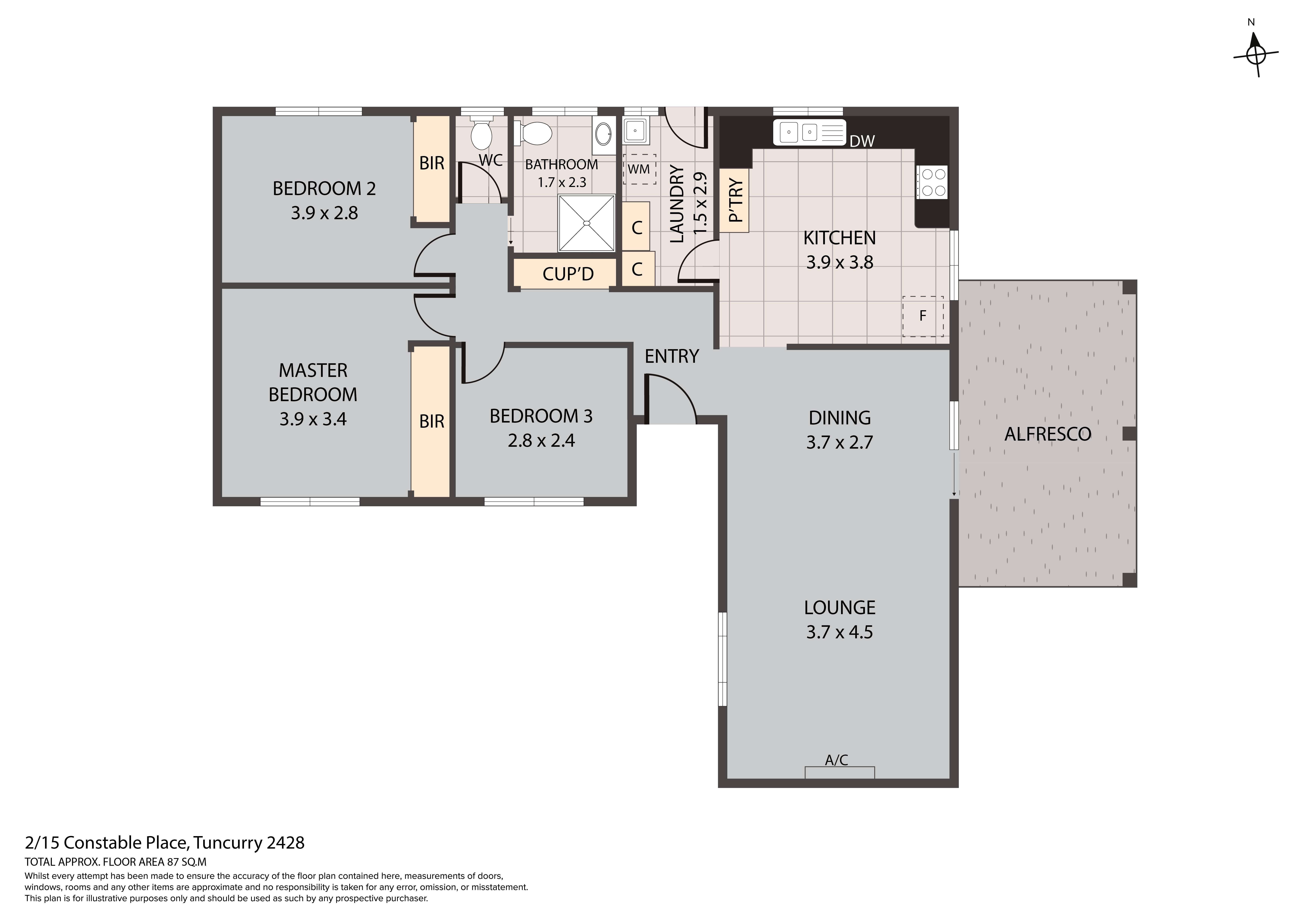 Floorplan of Homely villa listing, 2/15 Constable Place, Tuncurry NSW 2428