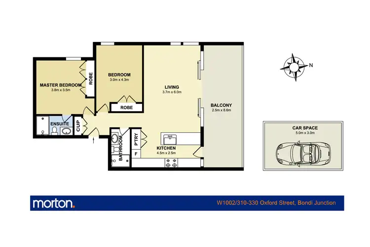 Floorplan of Homely apartment listing, W1002/310-330 Oxford Street, Bondi Junction NSW 2022