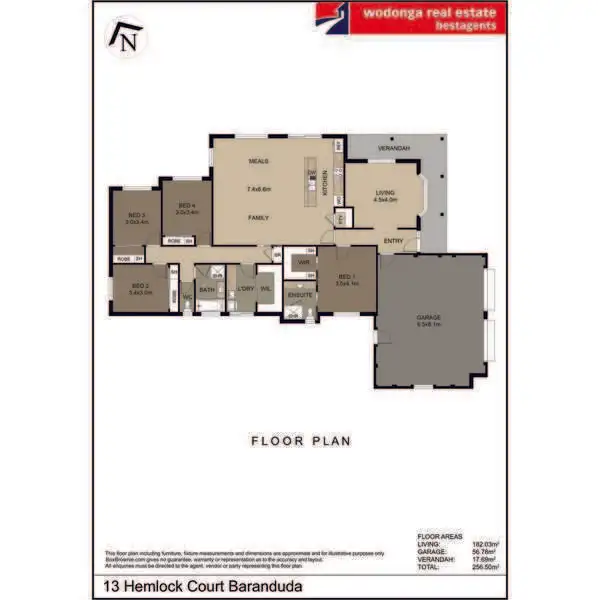 Floorplan of Homely house listing, 13 Hemlock Court, Baranduda VIC 3691