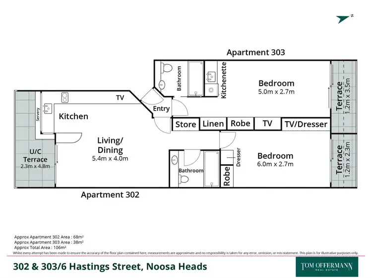 Floorplan of Homely unit listing, 302-303/6 Hastings Street, Noosa Heads QLD 4567