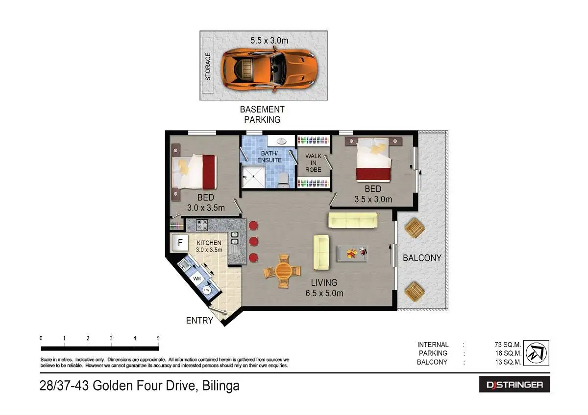 Floorplan of Homely unit listing, 28/37-43 Golden Four Drive, Bilinga QLD 4225