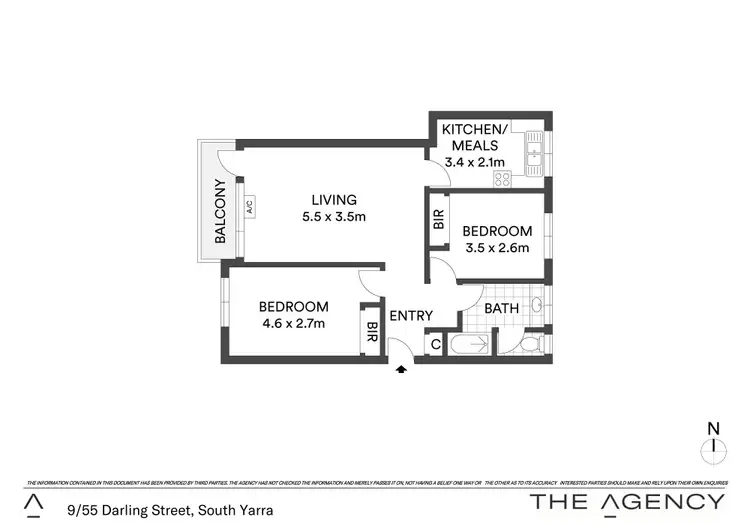 Floorplan of Homely apartment listing, 9/55 Darling Street, South Yarra VIC 3141