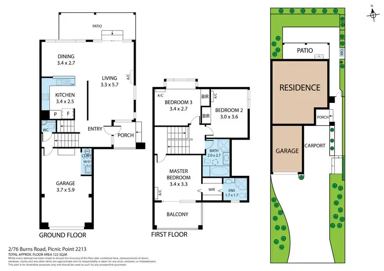 Floorplan of Homely semi-detached listing, 2/76 Burns Road, Picnic Point NSW 2213