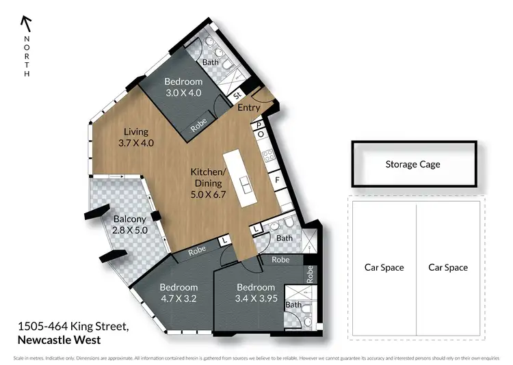 Floorplan of Homely apartment listing, 1505/464 King Street, Newcastle West NSW 2302