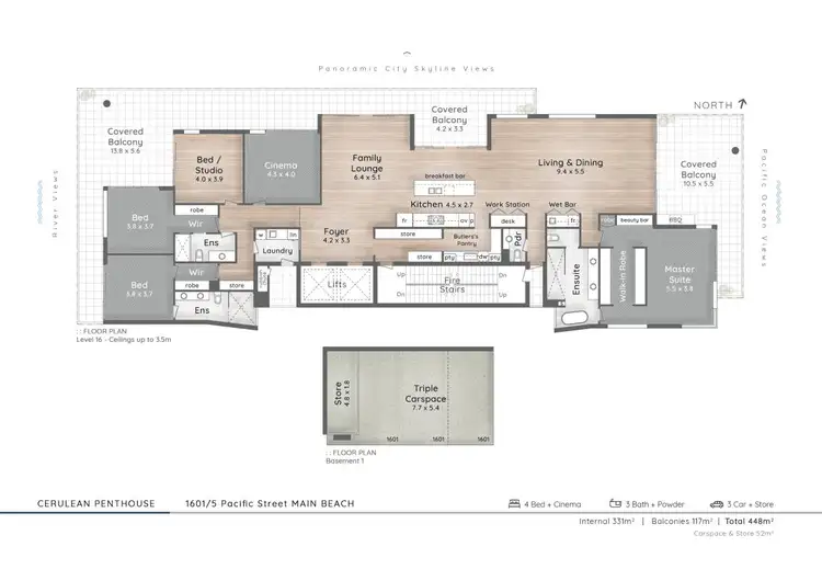 Floorplan of Homely apartment listing, Level 16/1601/5 Pacific Street, Main Beach QLD 4217