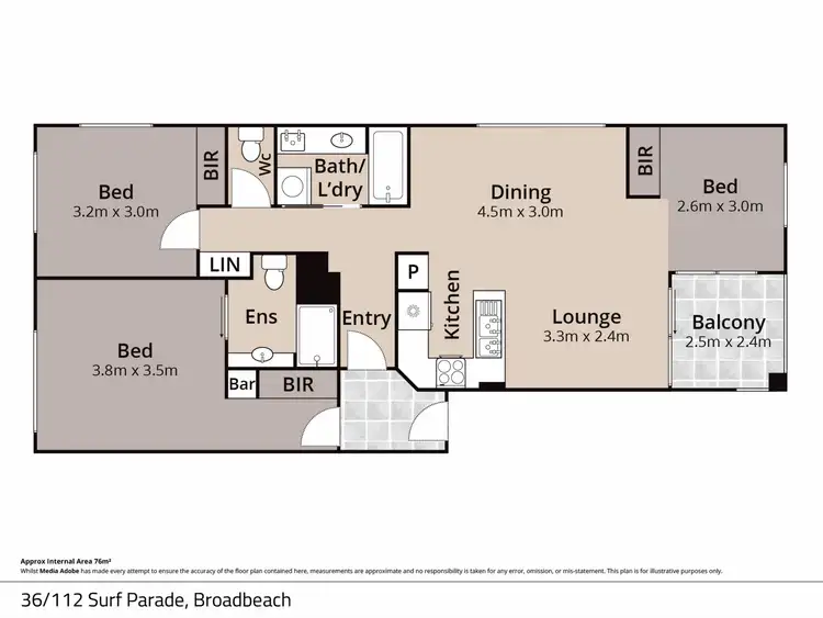 Floorplan of Homely apartment listing, Level 2/36/112 Surf Parade, Broadbeach QLD 4218