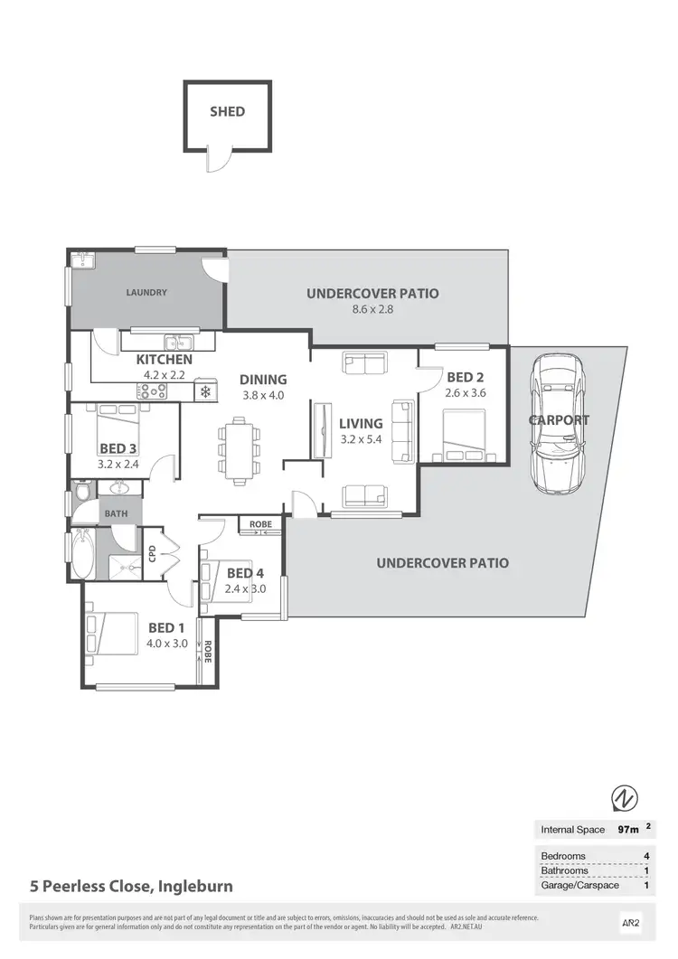 Floorplan of Homely house listing, 5 Peerless Close, Ingleburn NSW 2565