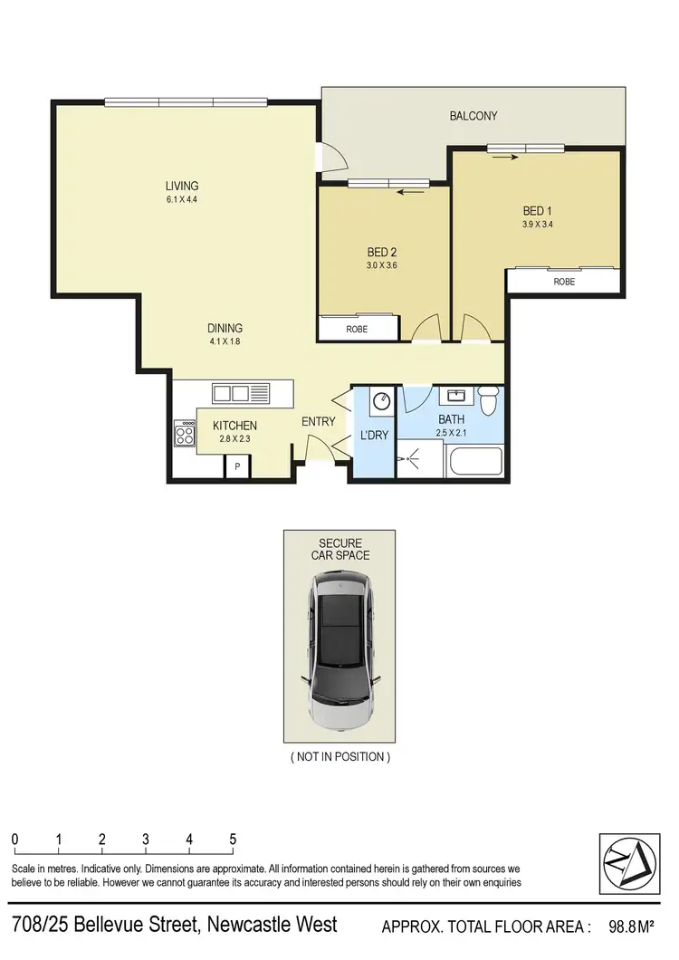 Floorplan of Homely apartment listing, 708/25 Bellevue Street, Newcastle West NSW 2302