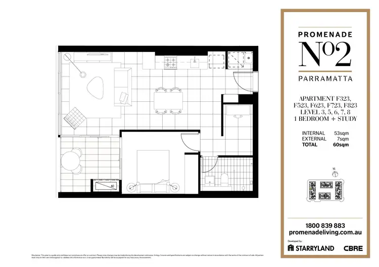Floorplan of Homely apartment listing, F523/1 Broughton Street, Parramatta NSW 2150
