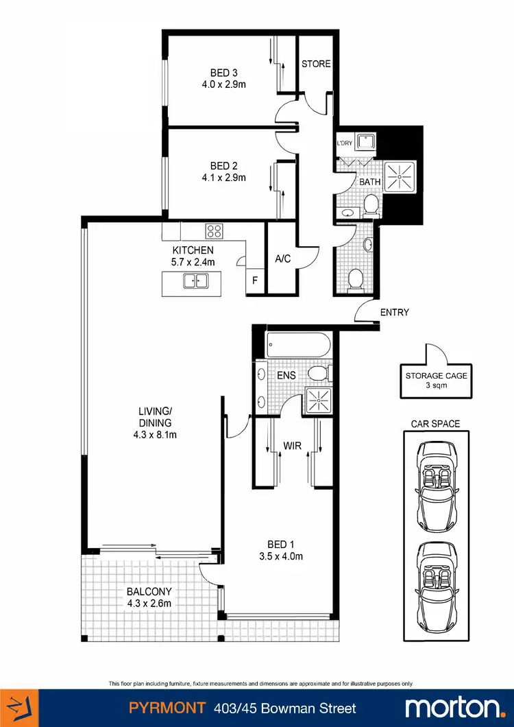 Floorplan of Homely apartment listing, 403/45 Bowman Street, Pyrmont NSW 2009