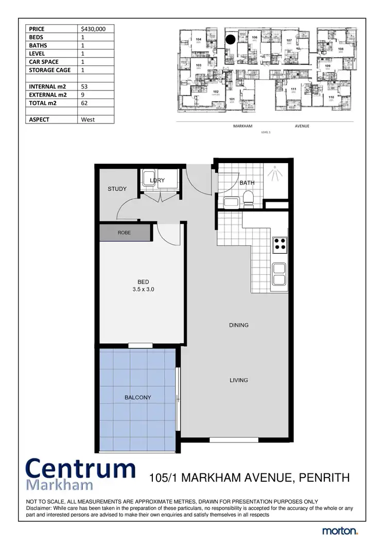 Floorplan of Homely apartment listing, 105/1 Markham Avenue, Penrith NSW 2750
