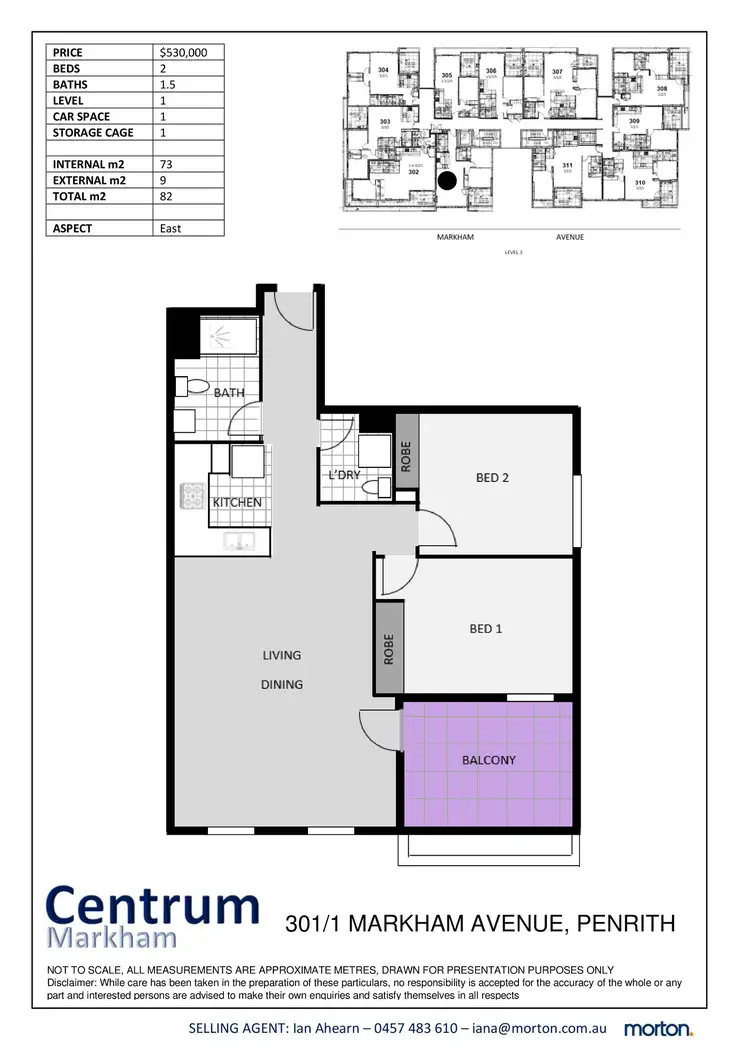 Floorplan of Homely apartment listing, 301/1 Markham Avenue, Penrith NSW 2750