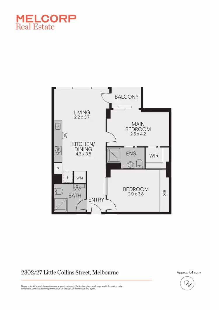 Floorplan of Homely apartment listing, 2302/27 Little Collins Street, Melbourne VIC 3000