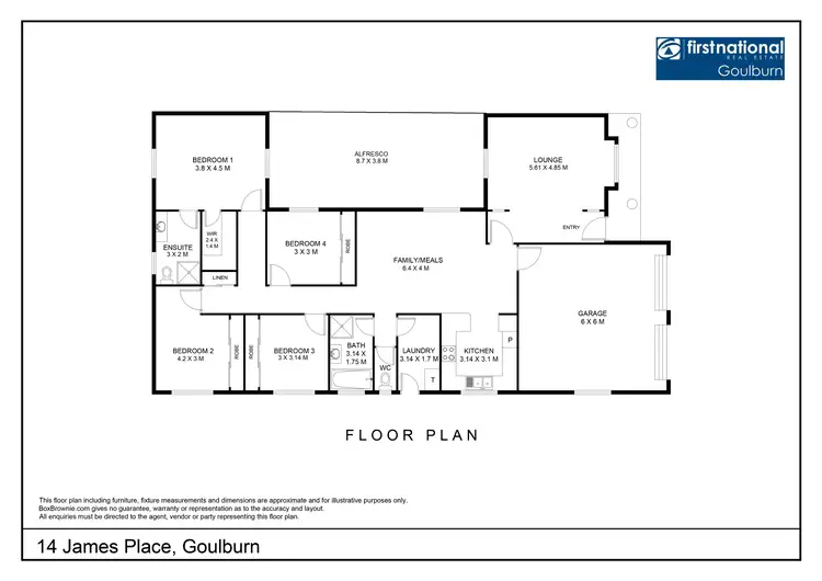 Floorplan of Homely house listing, 14 James Place, Goulburn NSW 2580