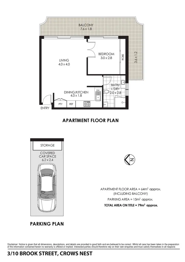Floorplan of Homely apartment listing, 3/10 Brook Street, Crows Nest NSW 2065