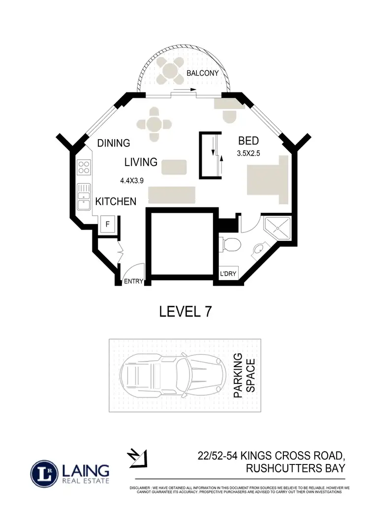 Floorplan of Homely apartment listing, 22/52-54 Kings Cross Road, Rushcutters Bay NSW 2011