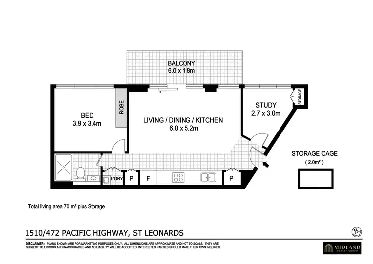 Floorplan of Homely apartment listing, 1510/472 Pacific Highway, St Leonards NSW 2065