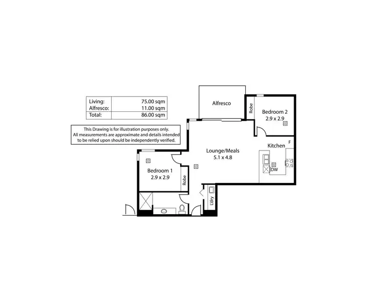 Floorplan of Homely unit listing, 1/92 Waterford Circuit, Lightsview SA 5085