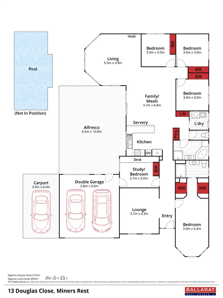 Floorplan of Homely house listing, 13 Douglas Close, Miners Rest VIC 3352