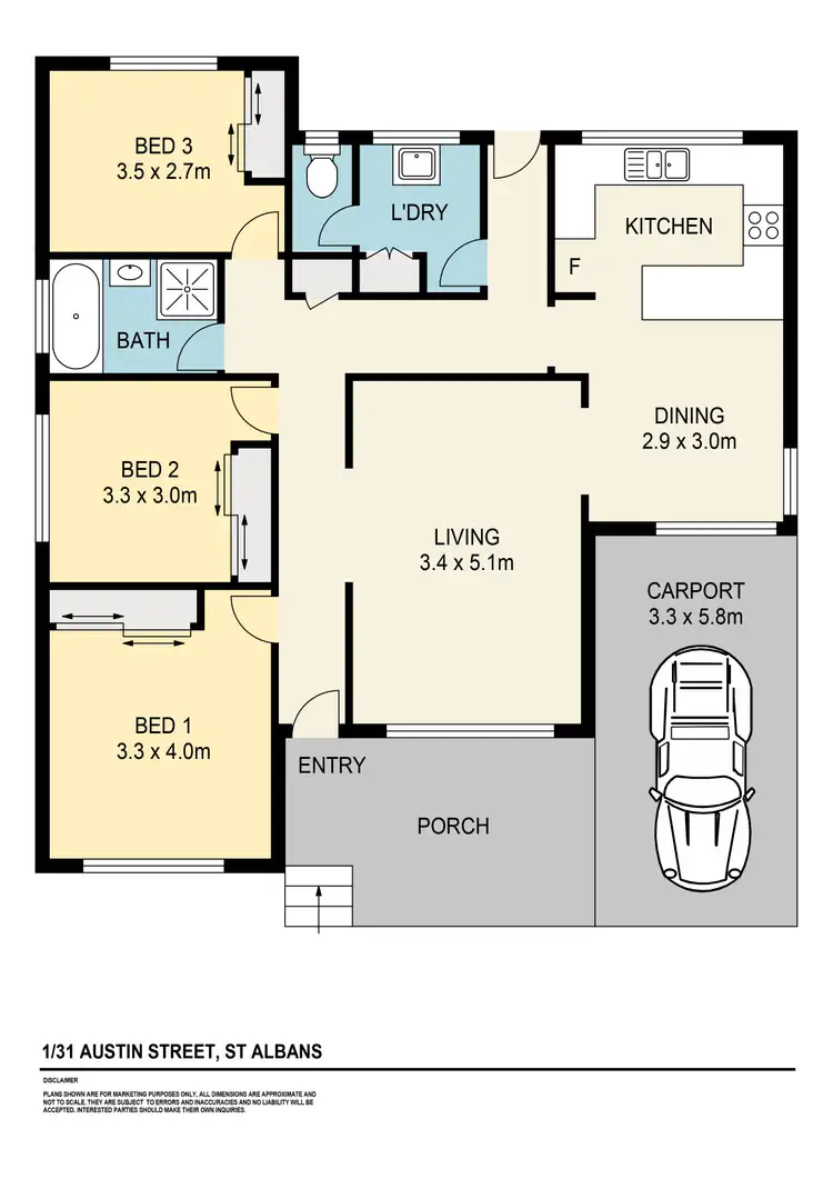 Floorplan of Homely unit listing, 1/31 Austin Street, St Albans VIC 3021