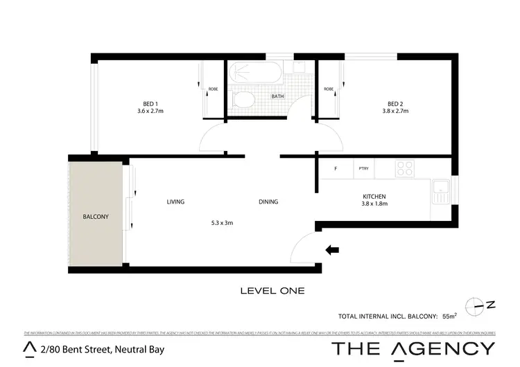 Floorplan of Homely unit listing, 2/80 Bent Street, Neutral Bay NSW 2089