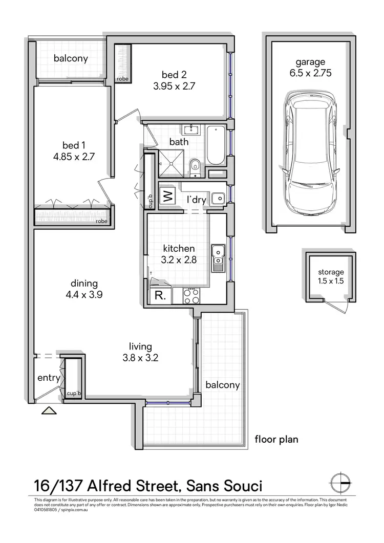 Floorplan of Homely unit listing, 16/137 Alfred Street, Sans Souci NSW 2219