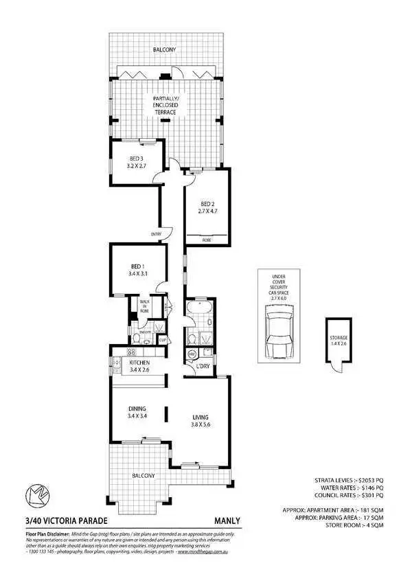Floorplan of Homely apartment listing, 3/40 Victoria Parade, Manly NSW 2095