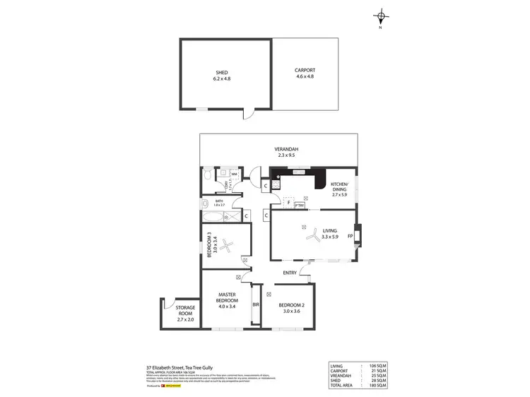 Floorplan of Homely house listing, 37 Elizabeth Street, Tea Tree Gully SA 5091