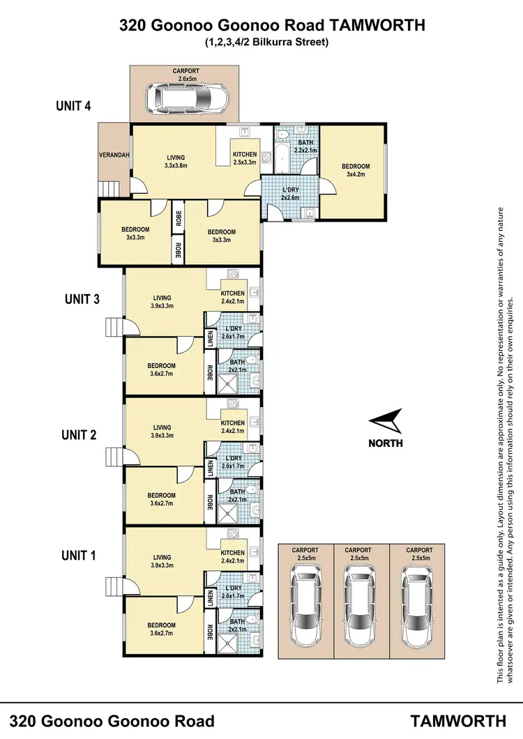 Floorplan of Homely block of units listing, 1,2,3 & 4/2 Bilkurra Street, Tamworth NSW 2340