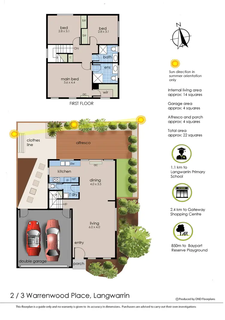 Floorplan of Homely townhouse listing, 2/3 Warrenwood Place, Langwarrin VIC 3910