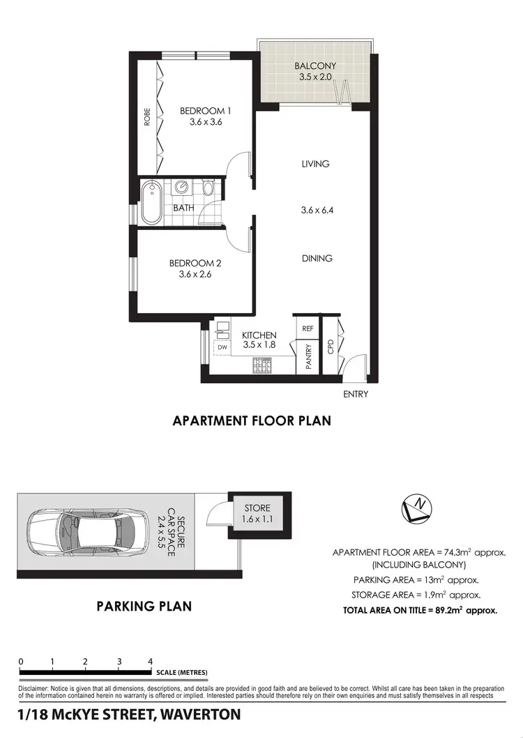 Floorplan of Homely apartment listing, 1/18 Mckye Street, Waverton NSW 2060