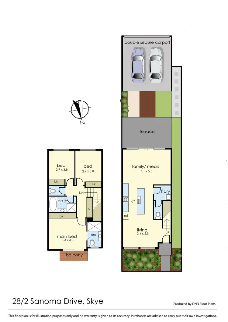 Floorplan of Homely townhouse listing, 28/2 Sanoma Drive, Skye VIC 3977