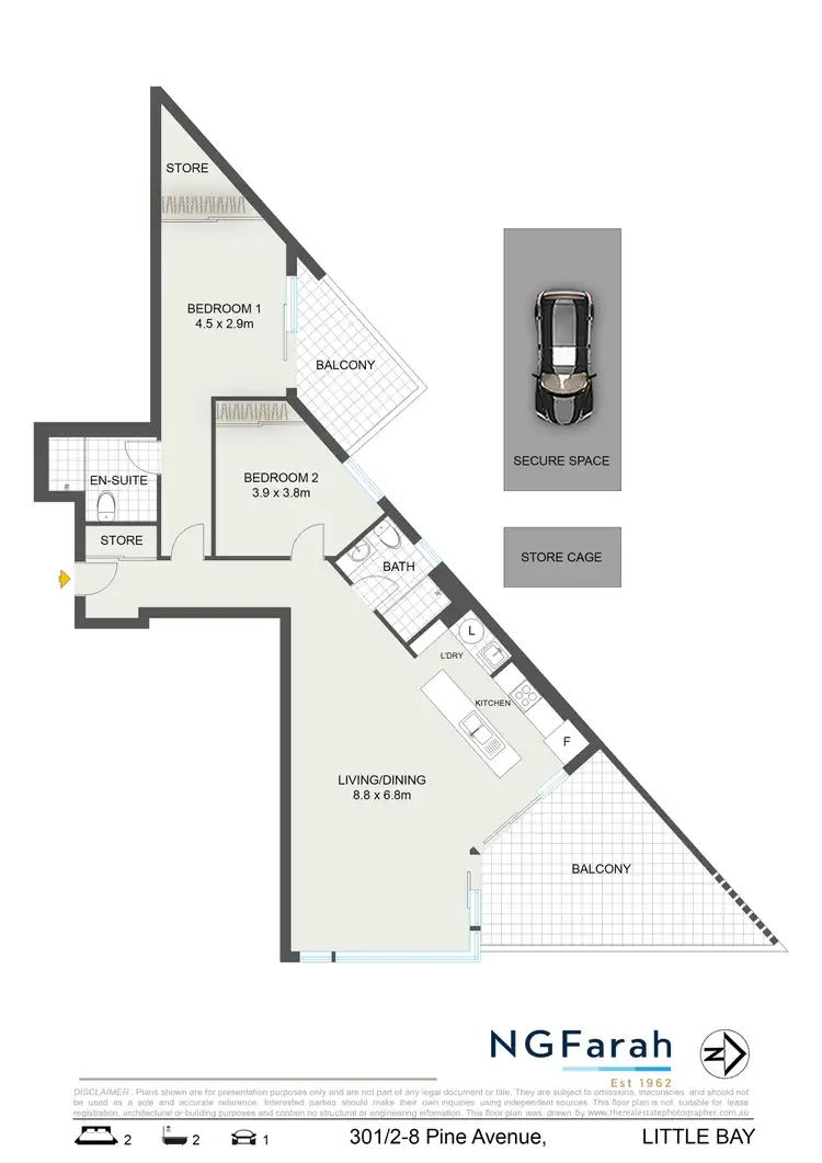 Floorplan of Homely apartment listing, 301/2-8 Pine Avenue, Little Bay NSW 2036