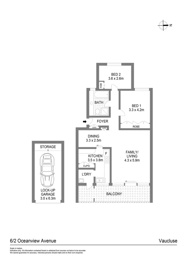 Floorplan of Homely apartment listing, 6/2 Oceanview Avenue, Vaucluse NSW 2030