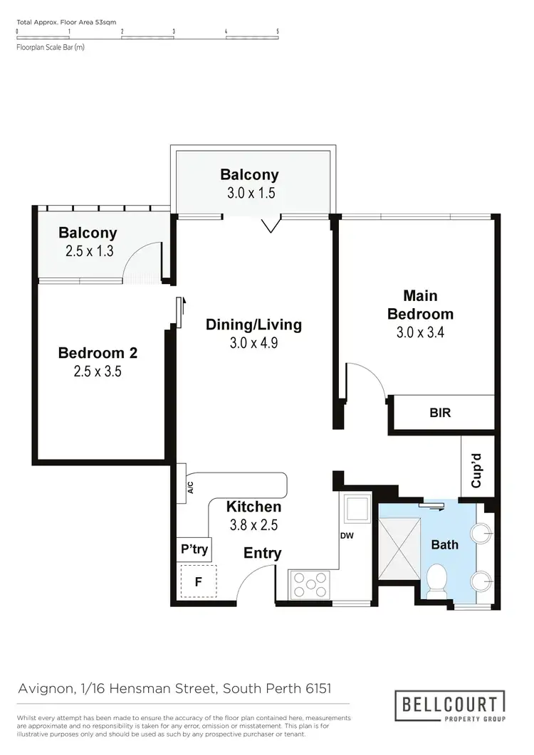 Floorplan of Homely apartment listing, 1/16 Hensman Street, South Perth WA 6151