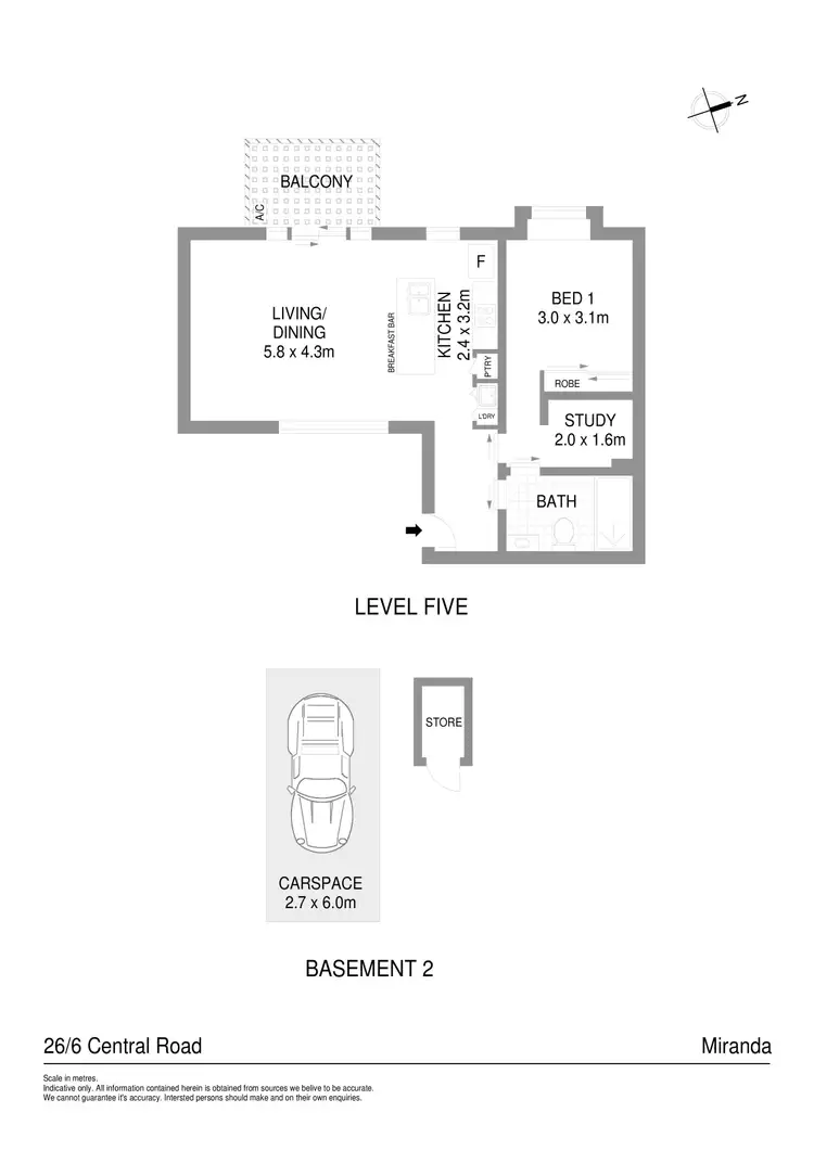 Floorplan of Homely apartment listing, 26/6 Central Road, Miranda NSW 2228