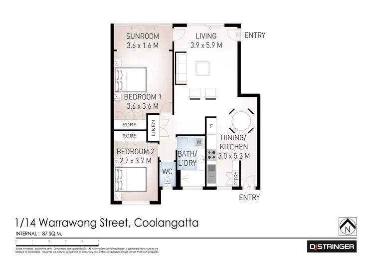 Floorplan of Homely unit listing, 1/14 Warrawong Street, Coolangatta QLD 4225