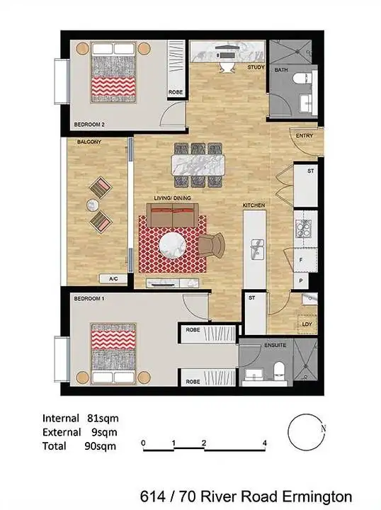 Floorplan of Homely apartment listing, 614/70 River Road, Ermington NSW 2115