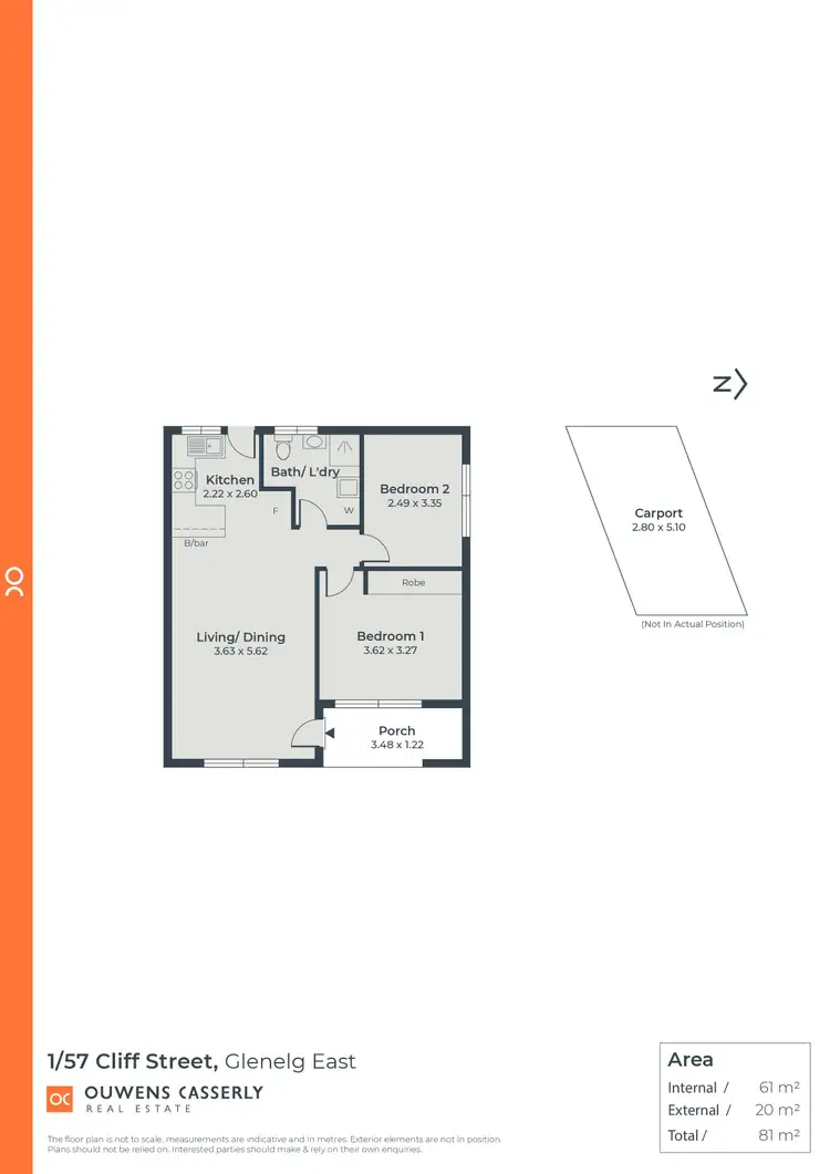 Floorplan of Homely unit listing, 1/57 Cliff Street, Glenelg East SA 5045