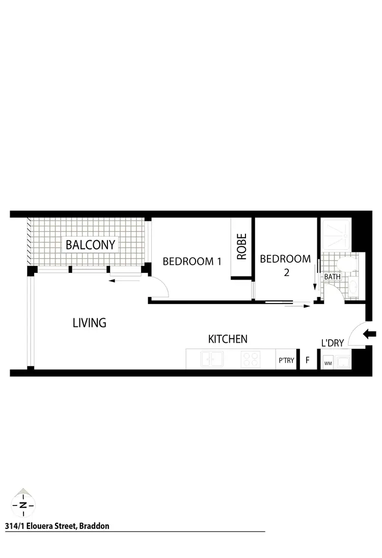Floorplan of Homely apartment listing, 314/1 Elouera Street, Braddon ACT 2612