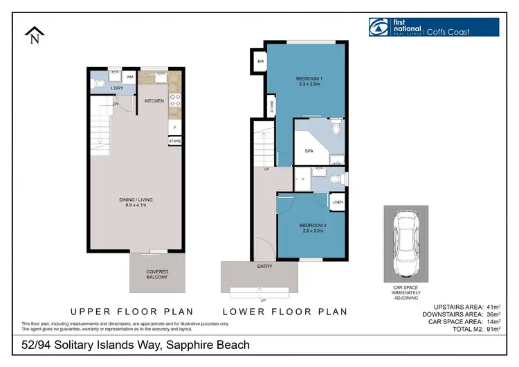 Floorplan of Homely townhouse listing, 52/94 Solitary Islands Way, Sapphire Beach NSW 2450
