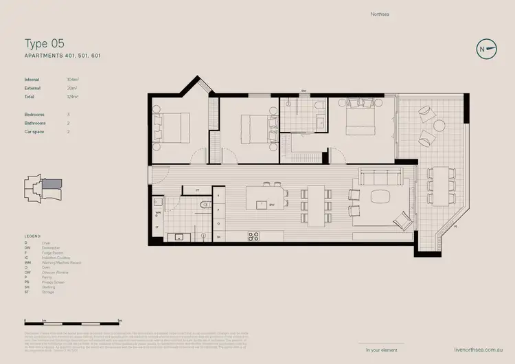 Floorplan of Homely apartment listing, Level 5/501/15-19 Crown Street, Wollongong NSW 2500