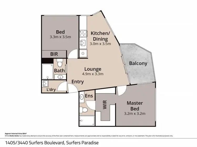 Floorplan of Homely apartment listing, Level 14/1405/3440 Surfers Paradise Boulevard, Surfers Paradise QLD 4217