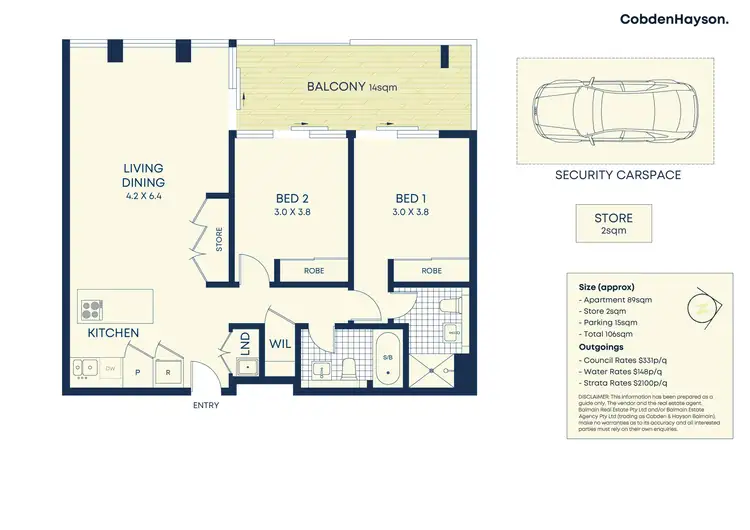 Floorplan of Homely apartment listing, 305/1 Nagurra Place, Rozelle NSW 2039