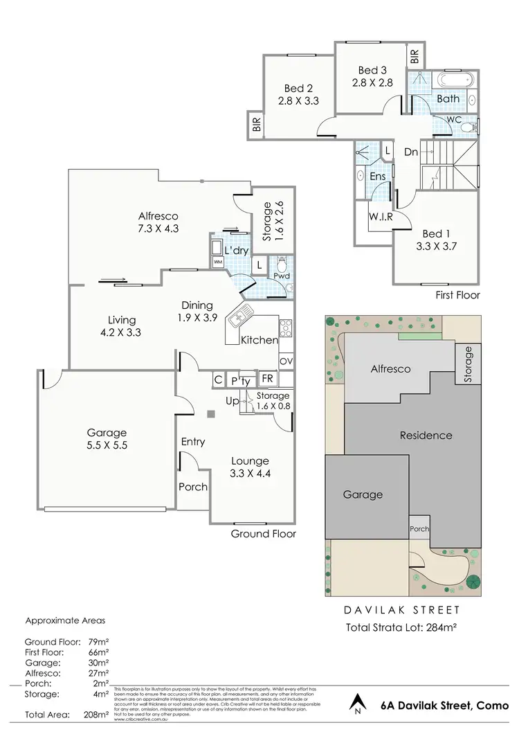 Floorplan of Homely townhouse listing, 6a Davilak Street, Como WA 6152